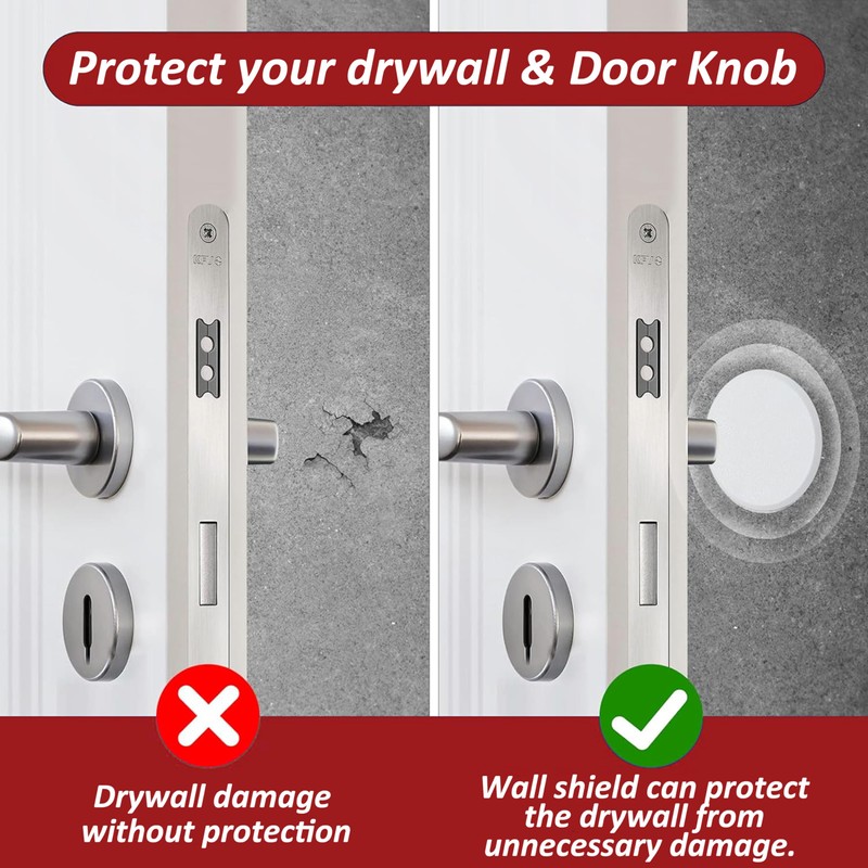 Wideskall® White Round Door Knob Wall Shield Self Adhesive Protector