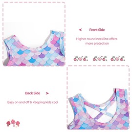 Haloumoning Girls Gymnastics Leotards with Shorts Kids One-Piece Sparkly Mermaid Dance Biketards Unitard 4-12Y