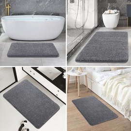 COSY HOMEER Badematte rutschfest Waschbar, Badteppich, Maschinenwaschbar Badvorleger rutschfest Waschbar für Dusche, Badezimmerteppichund Badezimmer (40 x 60cm, Dunkelgrau)