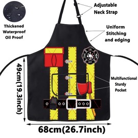 WZMPA Firefighter Cooking Apron Firefighter Chef Gift Fireman Red Line Adjustable Apron With Pockets For Baking Grilling (Firefighter Ap)