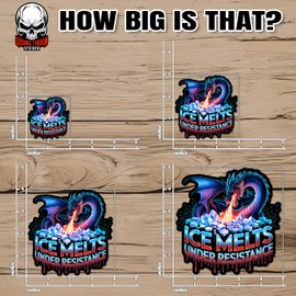 ICE Melts Under Resistance Sticke Patriotic Gragon Waterproof Vinyl Sticker for Water Bottle Hard Hat Helmet Bumper Car Laptop