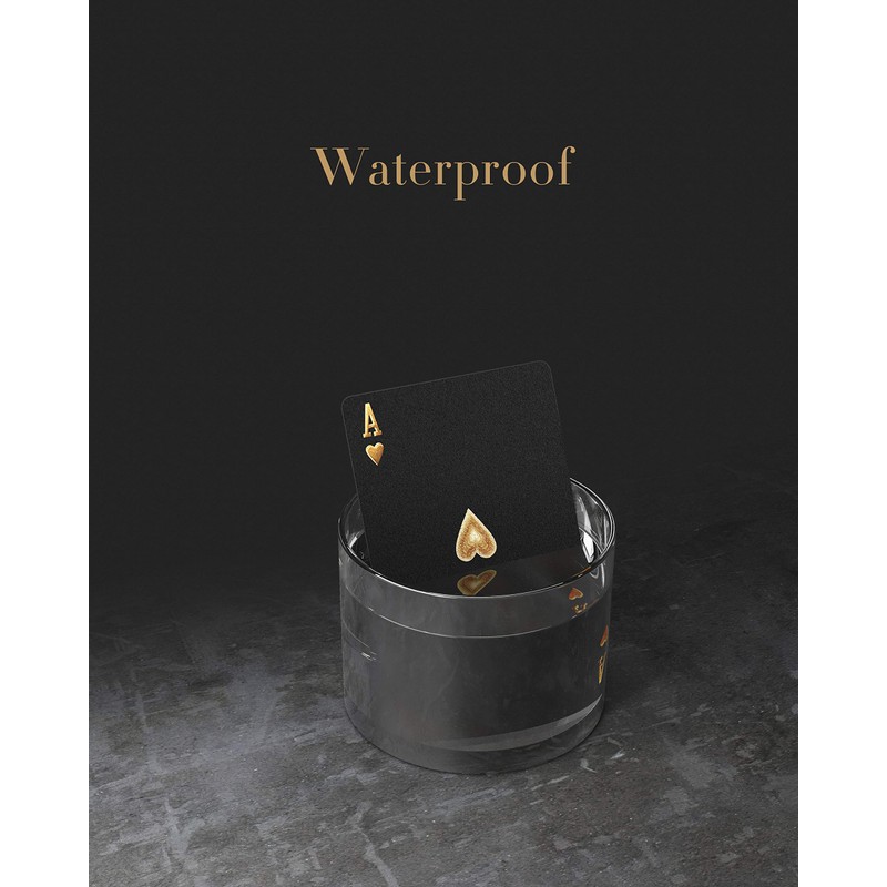BIERDORF Black Playing Cards, Waterproof, Black, Magic Tricks, 54 Pieces,