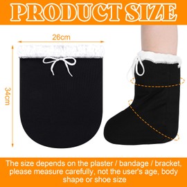 Giegxin 2 Calcetines con Puntera Fundida Calcetines Ajustables Gruesos Cálidos para Pie Calentadores de Pies Medias Protectoras de Yeso Tibio para Mujer Hombre (Negro, 13.39 x 10.24 Pulgadas)