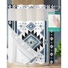 No Hook Waterproof Shower Curtain, Blue Curtain Liner Set, Western