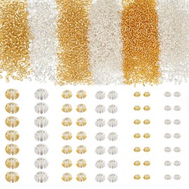 HOBBIESAY Approx. 4140 pieces glass beads in 3 sizes 2-4 mm gold and silver beads small round spacers loose Czech beads craft beads for making DIY jewellery hole: 1-1.5 mm
