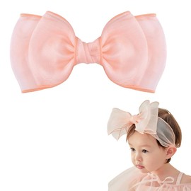 Baby Girls Headband Bow Infant Newborn Headbands for Girls Turban Bownot Hariband Headwrap for Toddler Pink Lace Head Band With Bow Hair Accessories for Baby Girls Infant Newborn