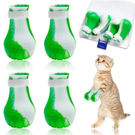 4Pcs Cat Boots for Cats Only Paw Covers Protectors New-Update Claws Shoes Paws Wound Boot Silicon Anti Scratch Cat Mittens for Bathing, Nail Clipping, Ears Cleaning, Treatment