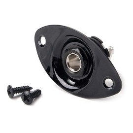 Oval Guitar Jack Plate Metal Inset 1/4 Inch Oval Pickup Output / Input Jack 6.35 mm with 2 Mounting Screws for Electric Guitar / Bass, Black