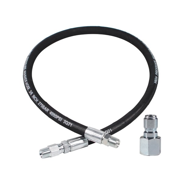 YAMATIC Pressure Washer Whip Hose with Swivel Steel Connector, Hose Reel Connector Hose for Pressure Washing, 4FT Jumper Hose with 3/8 Inch Quick Connect Plug