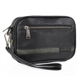 Lois - Men's Shoulder Bag - Modern Men's Handbags and Leather Wrist Bag Men - Stylish Men's Clutch Bag, black, Small bag