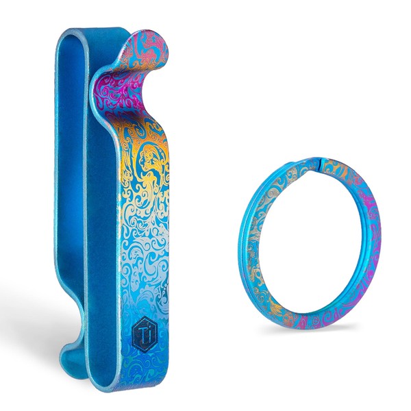 KeyUnity KM02 Titanium Decorative Clip Double Sided Keychain Hook, Anodized