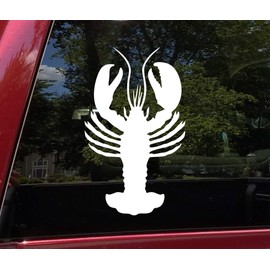 Minglewood Trading White - 2-Pack Lobster Vinyl Stickers - Crustacean Sea Creature Claws Tail Rock - Die Cut Decals - Each 2.5w x 4h inches