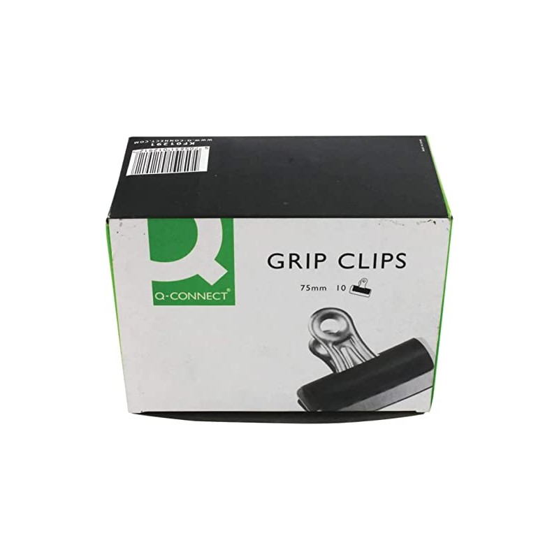 Q-Connect Grip Clip 75mm Black (10 Pack)