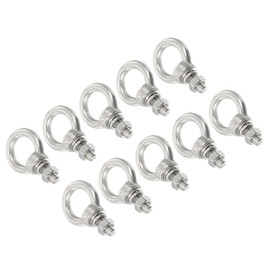 uxcell M5x11 3/16" x7/16 Stainless Steel Eye Bolts Threaded Screw Eyebolt Shoulder Ring with Nuts Washers for Lifting Hanging, 10 Set