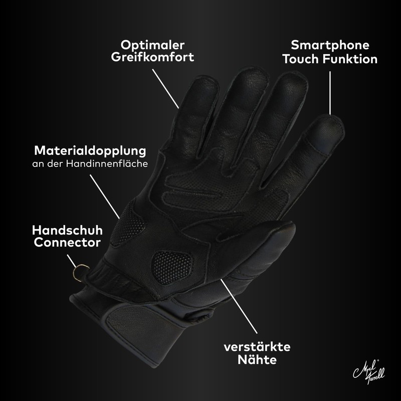 Mycl Turell Classic Line Men's Motorcycle Gloves - High-Quality Genuine