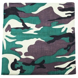 Solid 100% Cotton Unisex Bandana - 4 Pack (Camouflage)