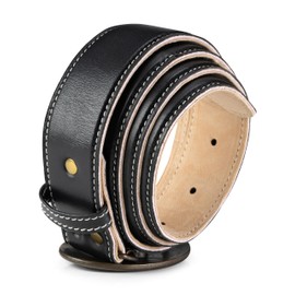 Schöneberger Trachten Couture Men's Nappa Traditional Belt - Leather Belt Black for Lederhosen, Chino, Jeans with Stag Metal Buckle - Belt Lenn, black