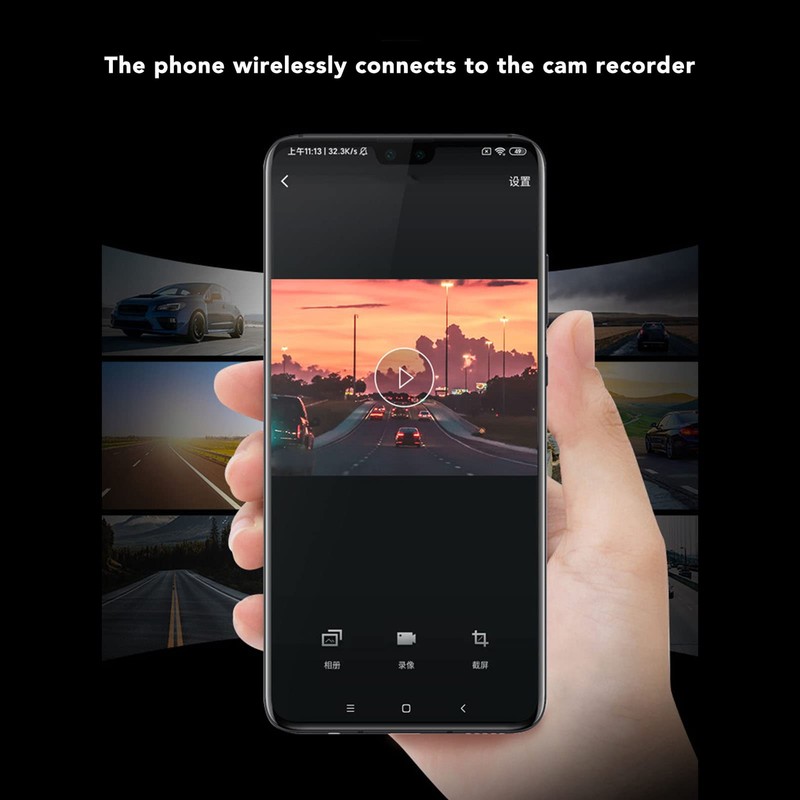 Car Dashcam, 1080P WiFi App Control Dashboard Camera with 160°