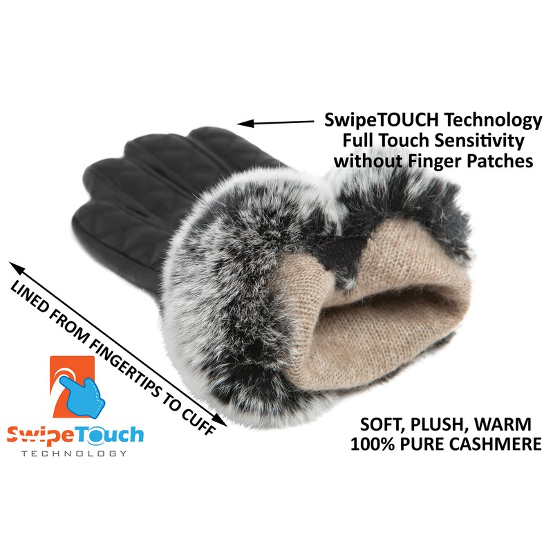 CANDOR AND CLASS Women's Touchscreen Cashmere Lined Leather Gloves, Gift