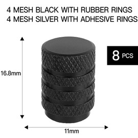 8 Pcs Tyre Valve Caps – Universal Aluminum Car Dust Caps for Car Tyres, Anti-Corrosion Valve Stem Covers in Black & Silver – Durable Dustproof Valve Caps for Cars, Bikes, Motorcycles