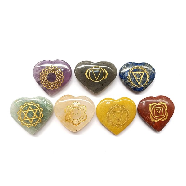 Jet International Engraved Reiki Chakra Stones with Chakra Case Set
