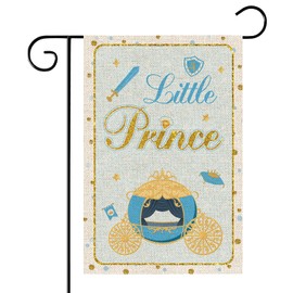 WeBenison A Little Prince Garden Flag/It's a Boy Yard House Lawn Sign/Baby Shower Yard Lawn Sign/Gender Reveal Party Indoor Outdoor Sign Decorations, Double Sided Burlap