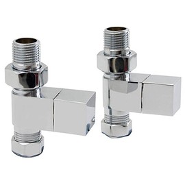 Straight Square Chrome Heated Towel Warmer Rail Radiator Valves 15mm