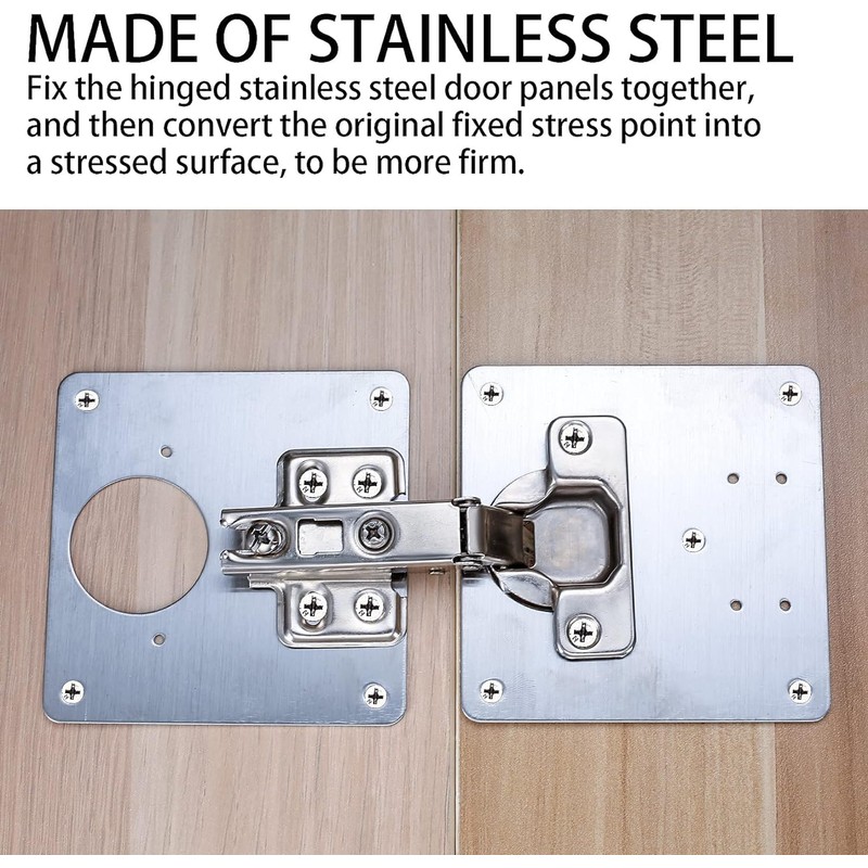 Stainless Steel Hinge Repair Plates, Set of 4, with 32