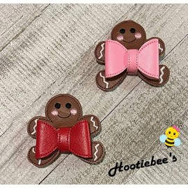 Vinyl Gingerbread Man Hair Bow