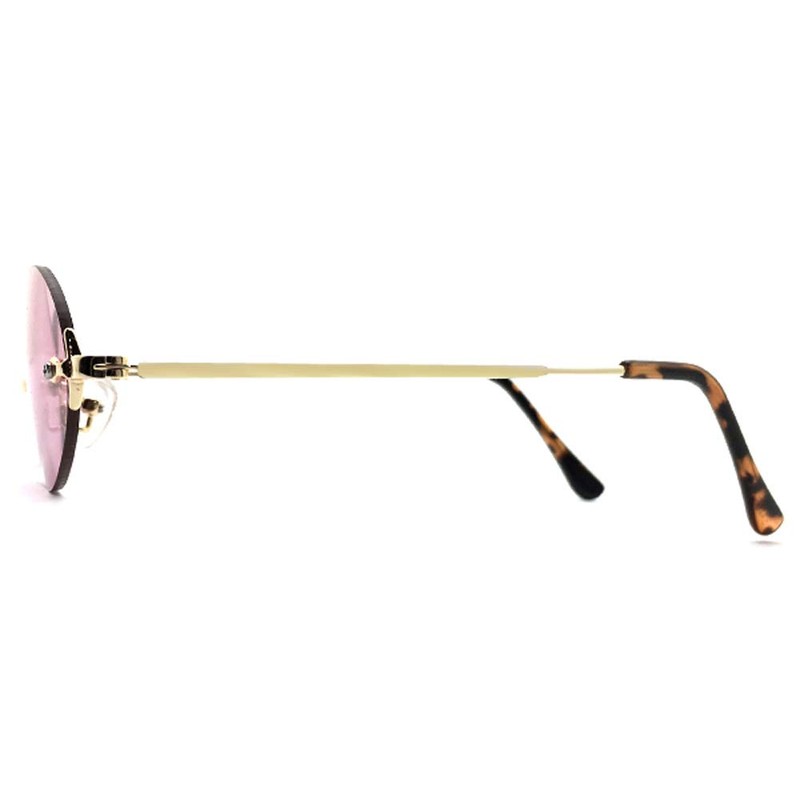 [SPEED ADDICT] TWO POINT RIMLESS OVAL SUNGLASS, GOLD x PINK
