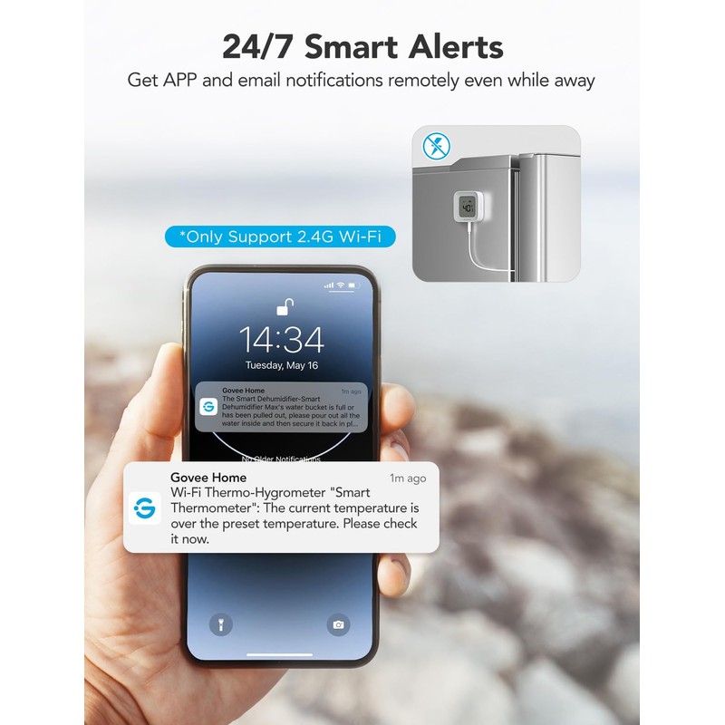 GoveeLife WiFi Refrigerator Thermometer with Alarm, Wireless Digital Freezer Temperature