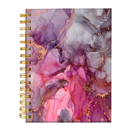 iampanda Spiral Journal Notebook,Strong Twin-Wire Binding with Premium Paper for Girl Women,Chic Marble 60 Sheets A5 College Ruled Notebook/Journal,Perfect for School Office Home Gifts,Pink Gold