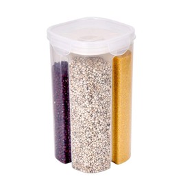 AIKENR Airtight Food Storage Container, Clear Kitchen Cereal Storage Containers with Airtight Food Lids and Compartments Ideal for Cereal Candy Snacks, 3L