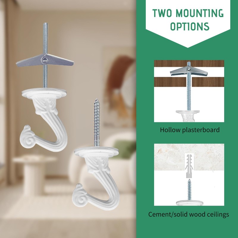 Lucxhcky 20sets Zinc Alloy Ceiling Hooks, White Swag Hook, Chandelier