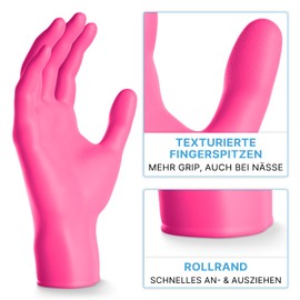 ARNOMED Disposable Gloves Pink with 100 Pieces/Box, S, Nitrile Gloves, Powder-Free, Latex-Free Rubber Gloves, Disposable Gloves Available in XS, S, M, L & XL