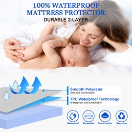 Waterproof Mattress Protector Super King Size 180 x 200 cm Waterproof Fitted Sheet Waterproof Mattress Protector with Elastic Band Mattress Covers Blue