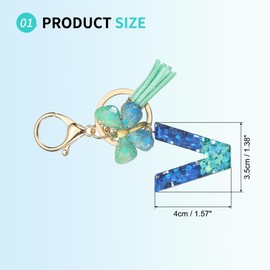 SUIKIHUM Initial Letter Keychains, (1.57"x1.38" Mini Letter Butterfly KeyChain) Resin Tassel Pendant Cute Car Keychain for Wallet Handbags Backpack, Blue (V)