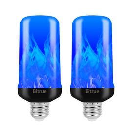 Bitrue LED Flame Light Bulbs, 4 Modes Blue Flame Effect Light Bulbs, E26 Base Fire Light Bulb with Gravity Sensor, Flickering Light Bulbs for/Home/Party Decor(Blue 2 Pack)