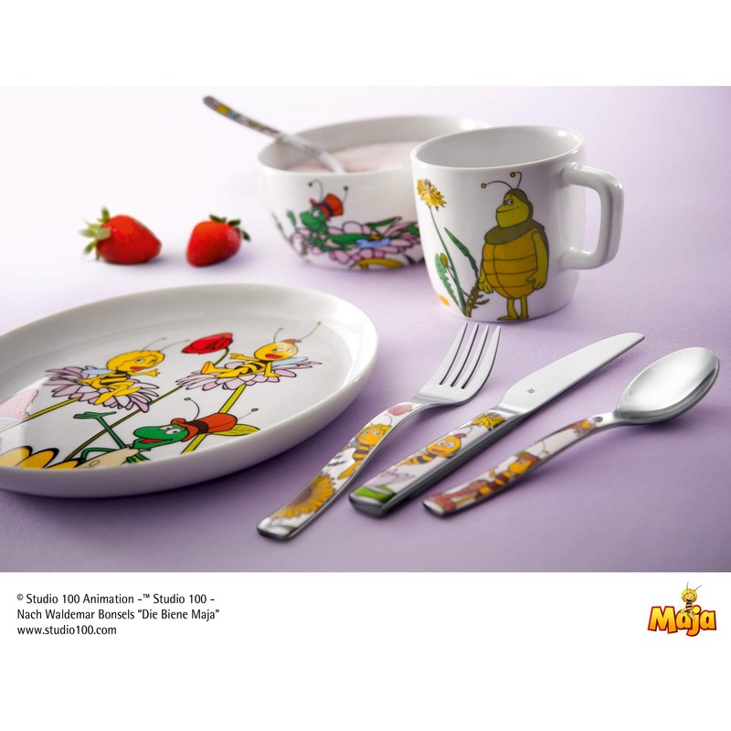 WMF Biene Maja Kindergeschirr Kinderteller 19 cm, Porzellan, spülmaschinengeeignet, farb-
