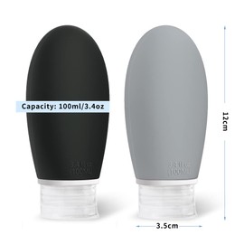 Opret Botellas de Viaje 100 ml Avion, 4 Piezas de Contenedores de Viaje de Silicona, Aprobados por La TSA y A Prueba de Fugas, Accesorios de Viaje para Líquidos, Recargables para Gel y Champú