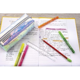 Eberhard Faber 577400 - Flip Flop Pencil Case with Crocodile Pattern and Zip, Pink and Silver, Approx. 21 x 8 x 8 cm, Desk Organiser for Stationery, Drawing and Office Supplies