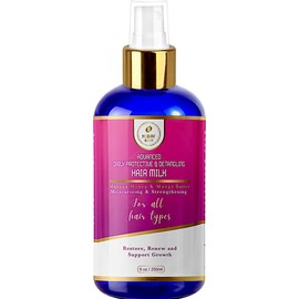 Advanced Daily Protective & Detangling Hair Milk | Nourishing Organic Leave-In Conditioning| Heat Protectant| Repair and Renew Dry and damaged hair. Reduce Breakage and Support Hair Growth. 8 oz