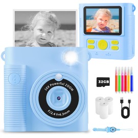YMEDSUM Kids Camera, Instant Print Camera for Kids with 2 Shutters,1080P HD Kids Instant Camera,32G SD Card,3 Roll Print Paper,Christmas Birthday Toys Gifts for 3-10 years old Boys