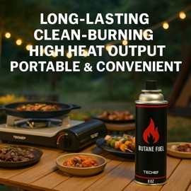 COOKKING 8oz Butane Fuel Canisters Cylinders with Dual Safety System for Portable Gas Stove, Camping Stoves, Gas Burners, UL Listed, Made in Korea (12 Pack)