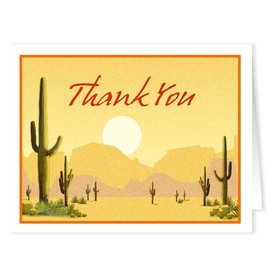 Stonehouse Collection | Western Southwest Ranch | Desert Thank You Blank Note Cards - 10 Boxed Cards and Envelopes (Saguaro)