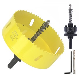 JIECHENG 4-1/4 inch Hole Saw for Wood,Soft metal,Drywall,Plasterboard and plywood,108mm Bi-Metal Hole Saw with Arbor Mandrel for 4 inch Recessed Ceiling Light