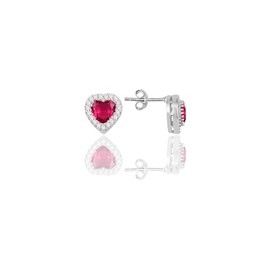 Einzelstück® Stud Earrings with Sparkling Heart 925 Sterling Silver I Heart Earrings with Zirconia Stones I Silver Women Girls I L'amour Stud Earrings, Sterling Silver, Cubic Zirconia