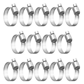 MIAHART 16-25mm Hose Clips Stainless Steel Adjustable Worm Drive Hose Clamps for Flexible Hose Pipe Tube 14 Pack