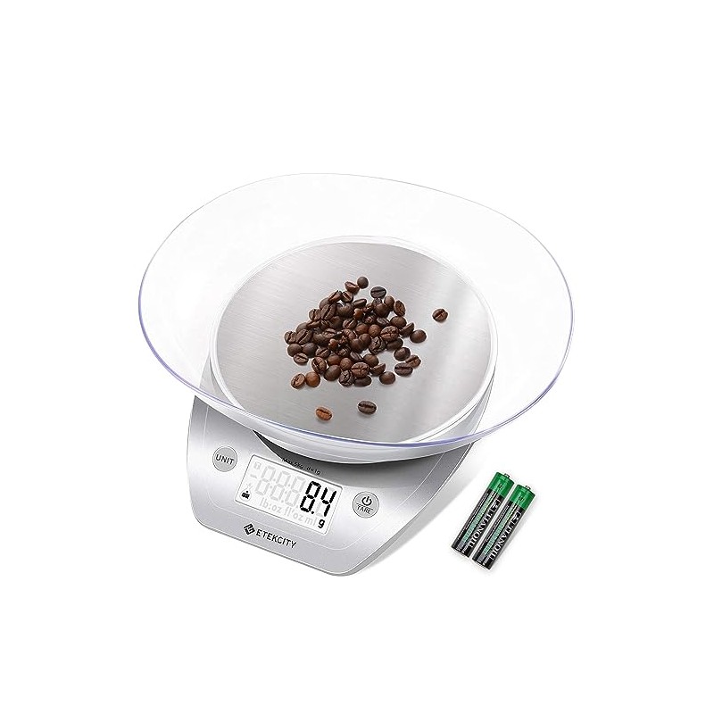Báscula Digital Cocina con Temporizador, Bascula para Cafe 0.1g/2kg
