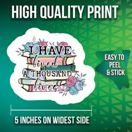 I Have Lived A Thousand Lives Stickers - 5" On Longest Side - Reading Coffee Laying School - 2 Pack - High Adhesive Tack - Bumper Stickers for Cars, Truck, SUV - Made in USA - PLDFS0921